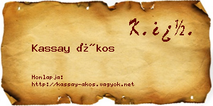 Kassay Ákos névjegykártya